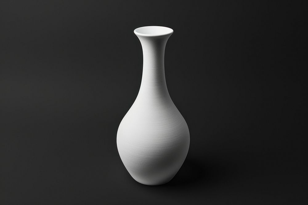 White vase mockup porcelain black black background.