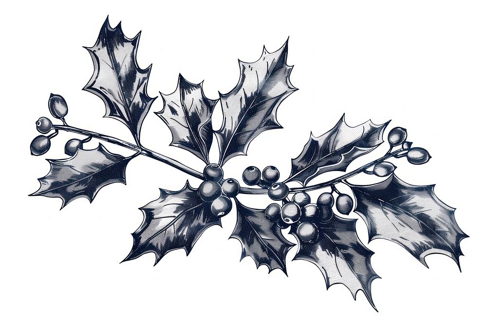 Hand drawn vector vintage holly leaf accessories illustrated accessory.