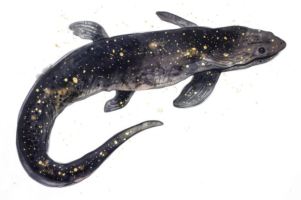 Black color Eel fish animal white background salamander.