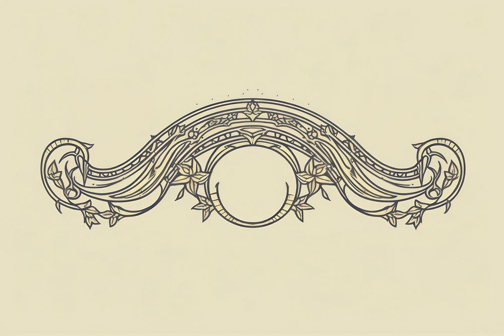 Ornament divider crescent moon pattern drawing sketch.