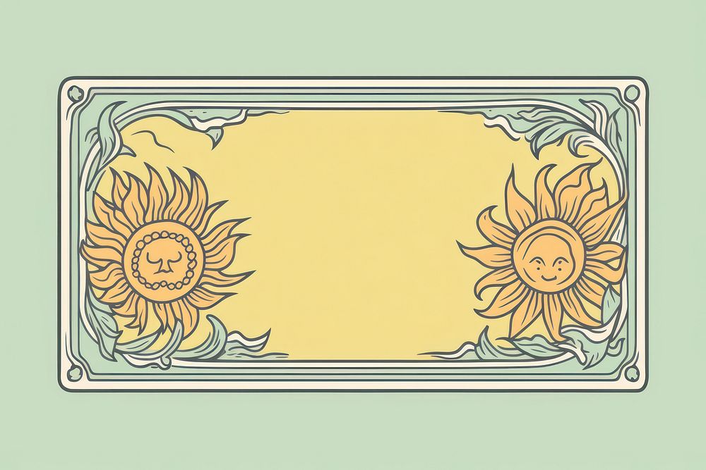 Frame with sun sunflower pattern art.