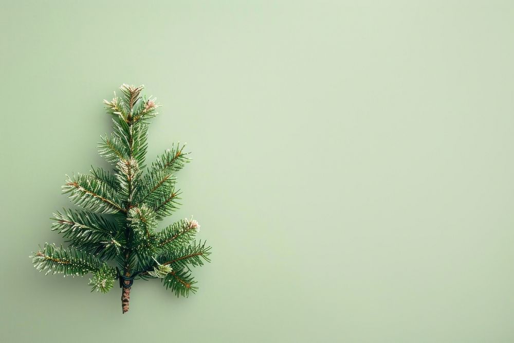Flat lay composition with fir tree christmas plant celebration.