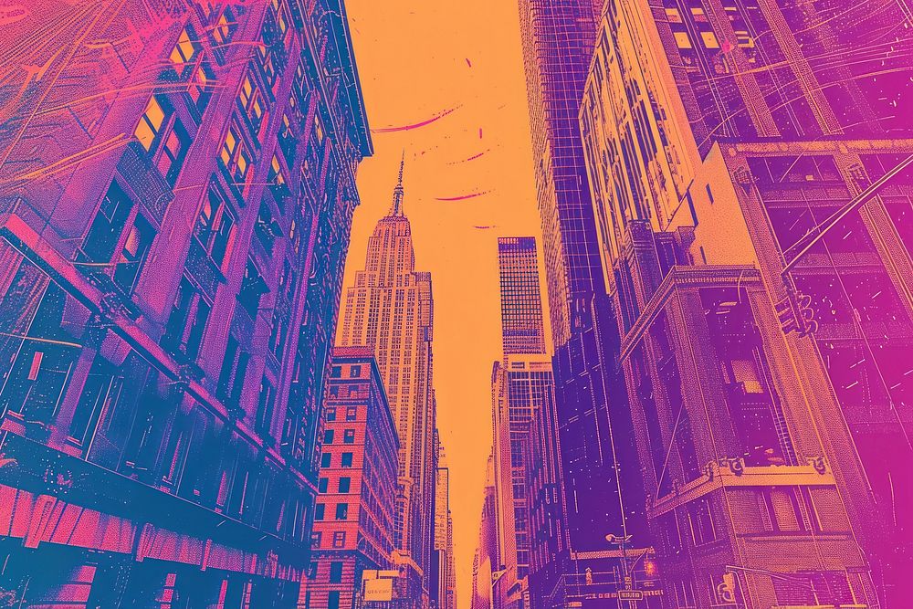 New york city risograph architecture backgrounds building.