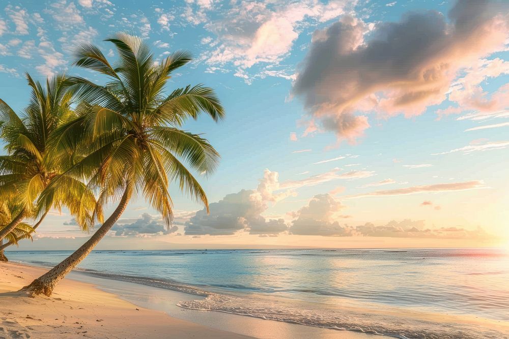 Palm trees on the beach sky sea outdoors.