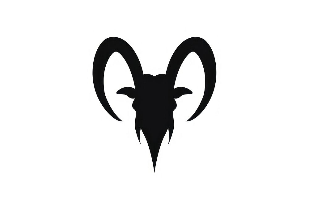 Silhouette flat vector capra lbex Animal horns icon animal logo black.