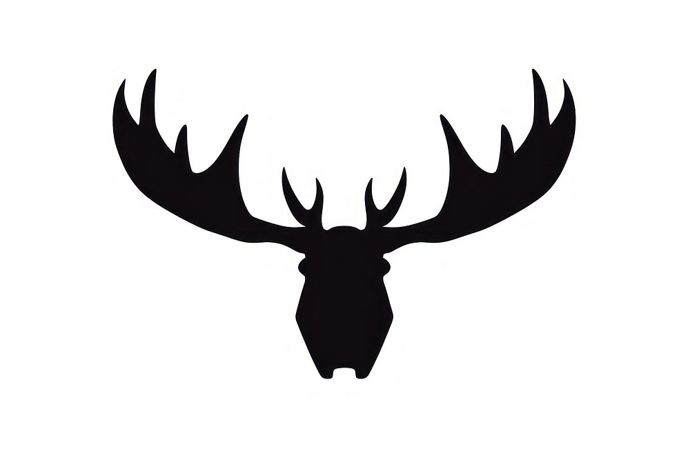 Silhouette flat vector moose Animal horns icon animal wildlife antler.