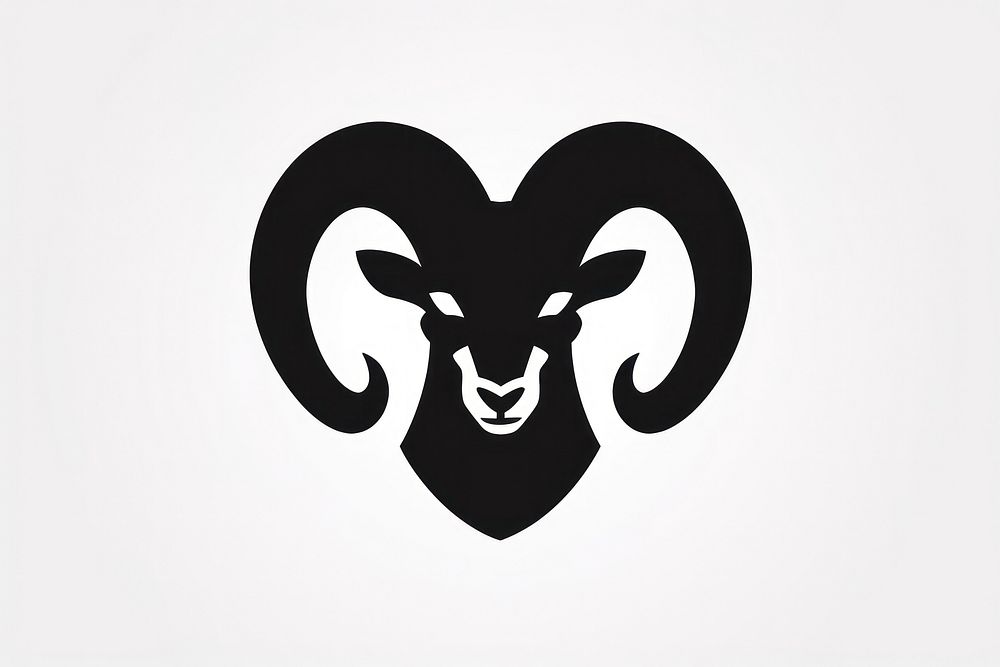 Silhouette flat vector mouflon Animal horns icon logo animal black.