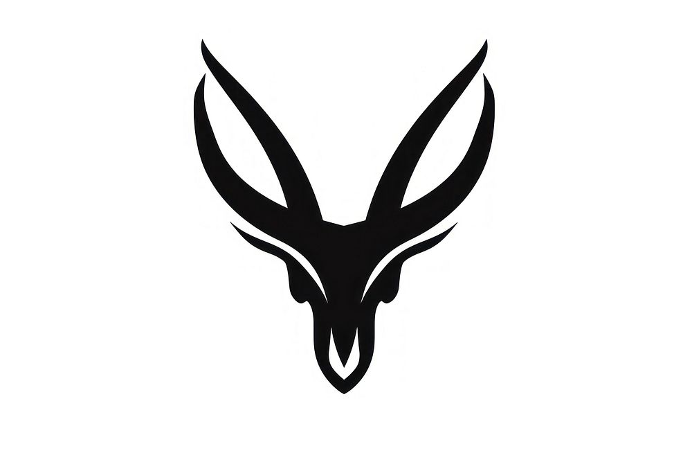 Silhouette flat vector springbok Animal horns icon animal black logo.