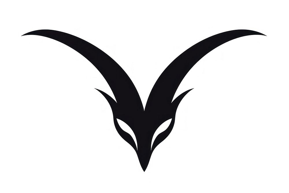 Silhouette flat vector springbok Animal horns icon logo black moustache.
