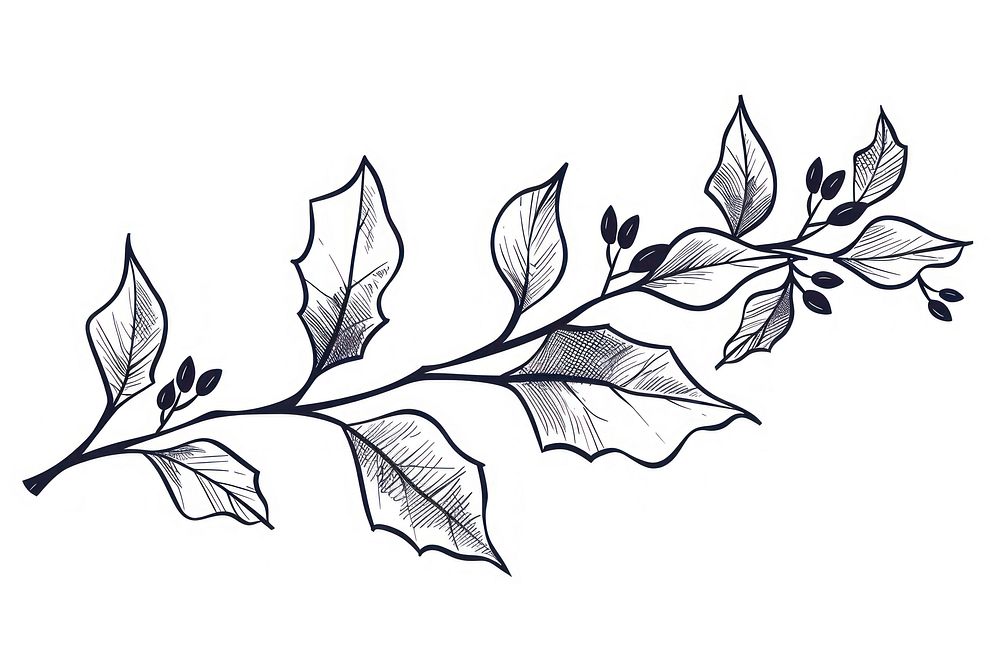 Divider doodle of holly leaf illustrated graphics pattern.