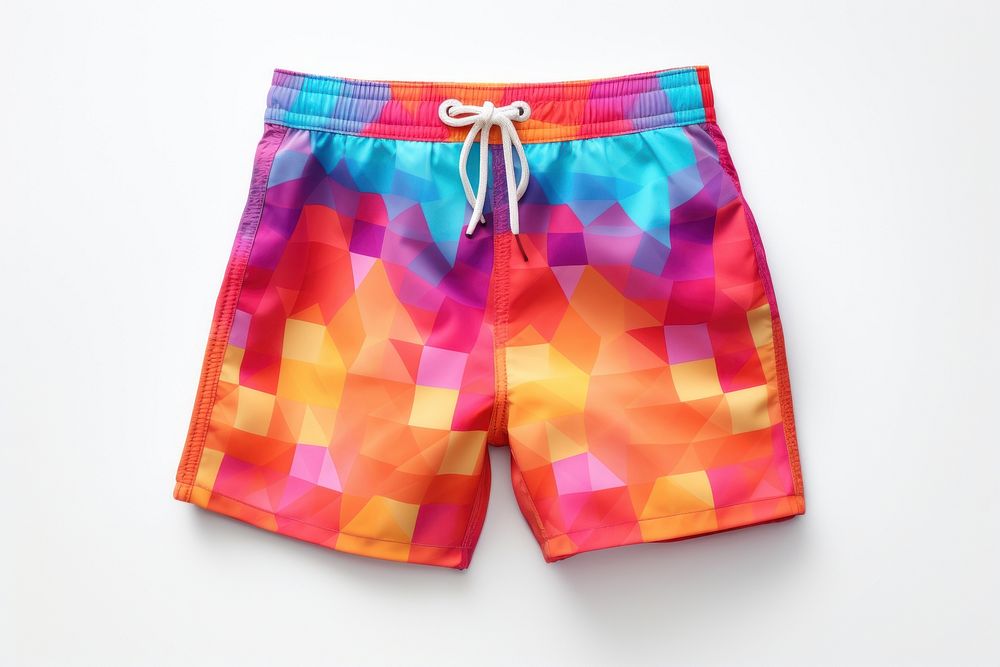 Colorful swimming trunks shorts white background undergarment.