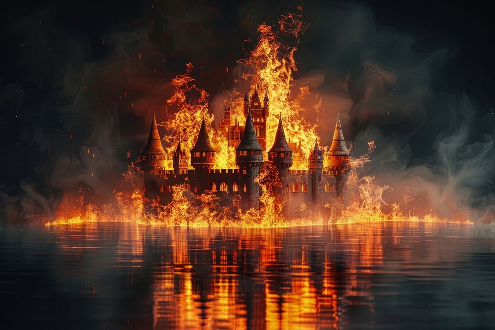 Castle fire flame bonfire spirituality architecture.