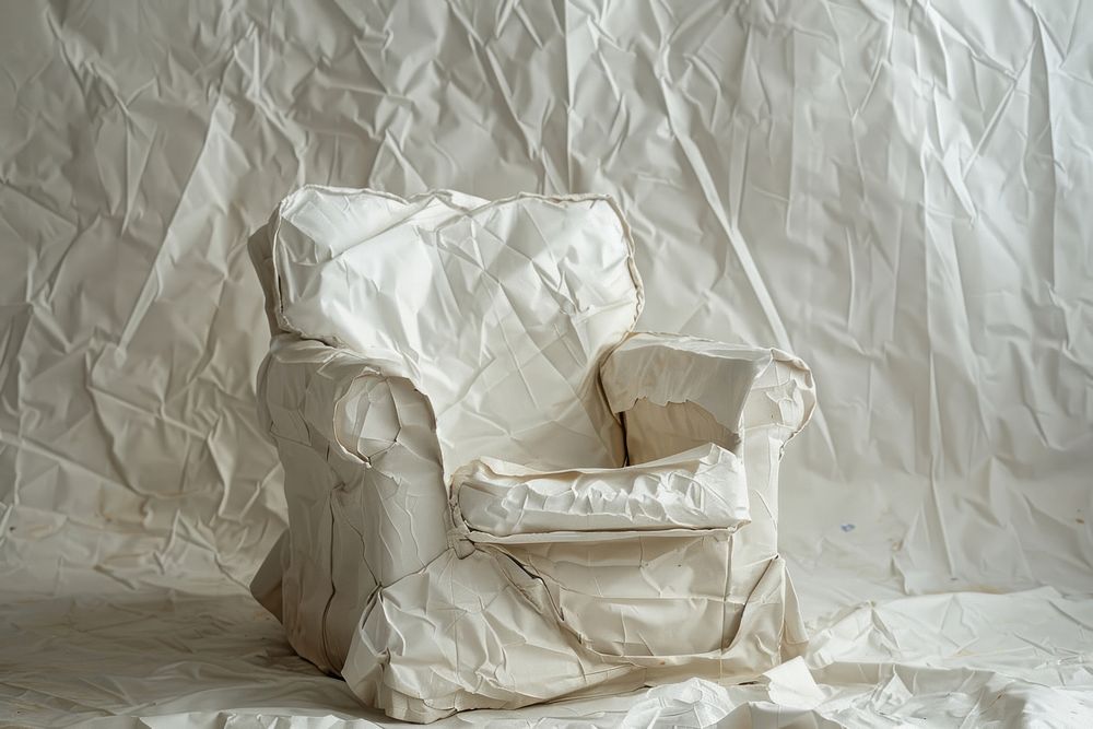 Chair in style of crumpled furniture armchair pillow.