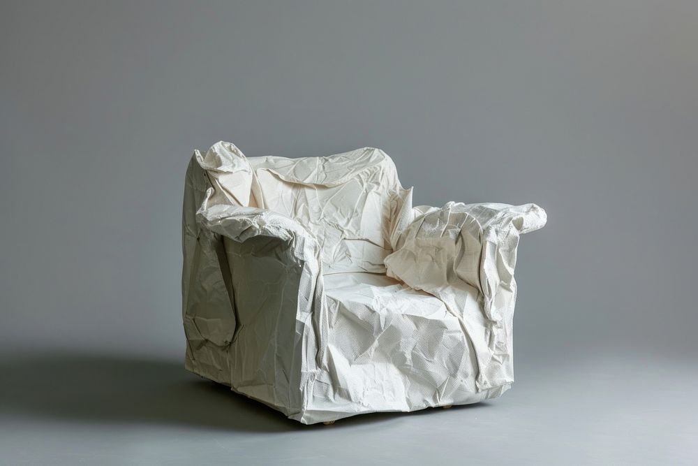 Chair in style of crumpled furniture paper simplicity.