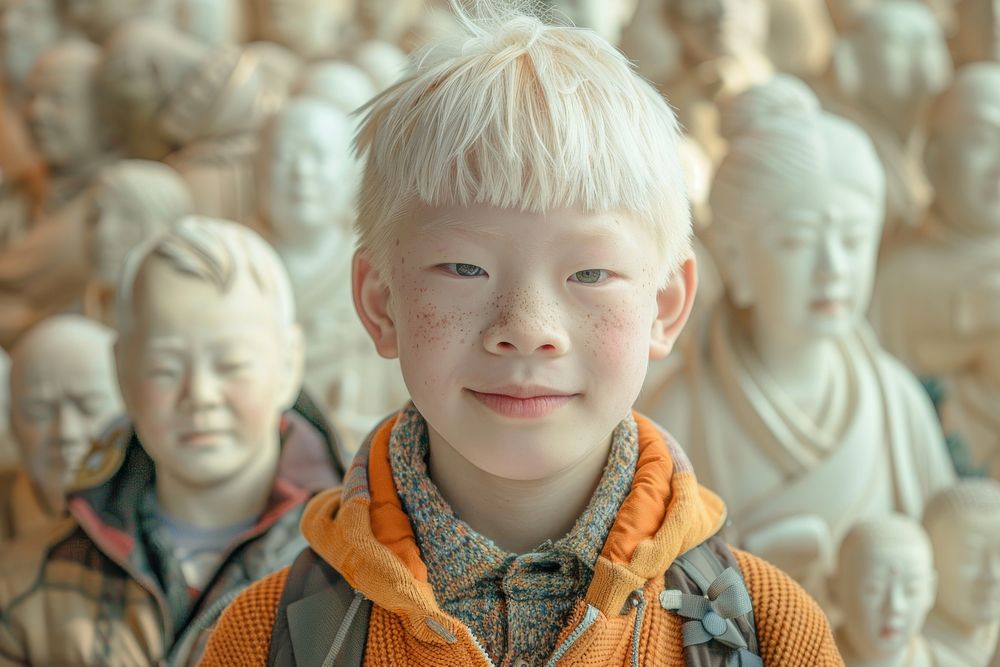 Albinism portrait child adult.