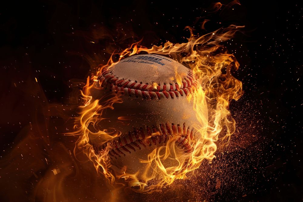 Baseball fire flame softball sports exploding.