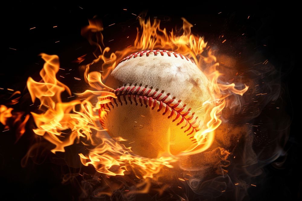Baseball fire flame softball sports illuminated.