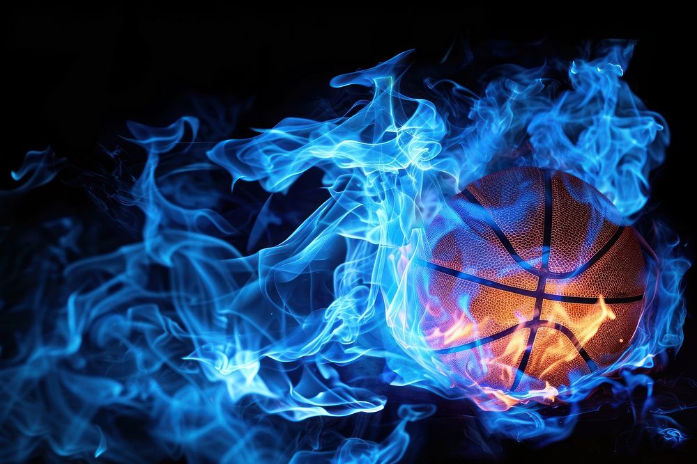 Basketball fire flame backgrounds sports blue.