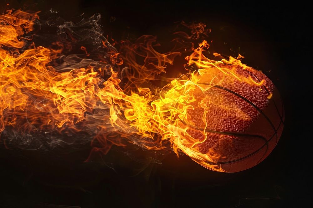 Basketball fire flame backgrounds sports black background.