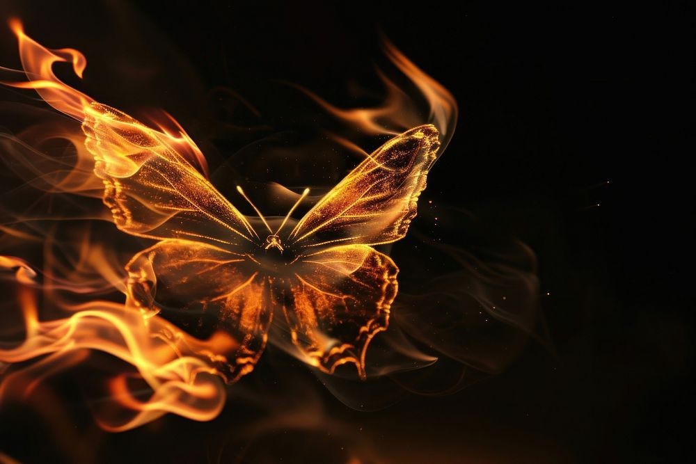 Butterfly fire flame pattern black background accessories.