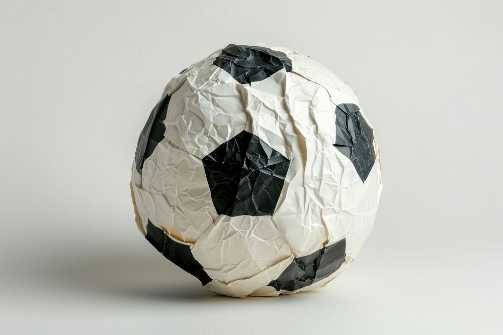Football in style of crumpled sports circle soccer.