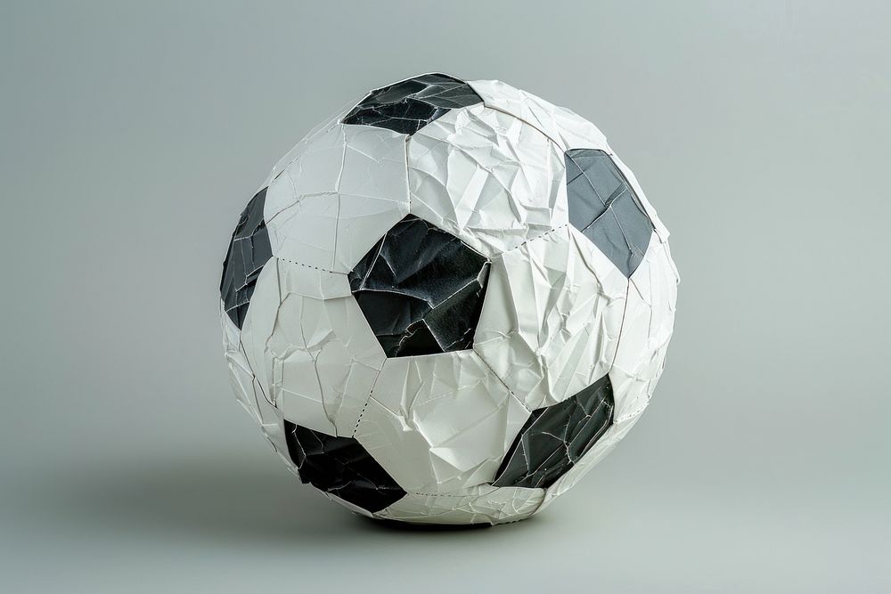 Football in style of crumpled sphere sports cracked.