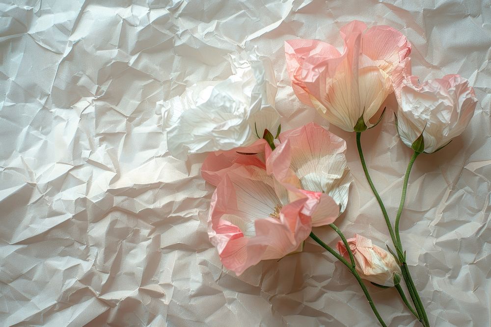 Flowers in style of crumpled petal plant paper.