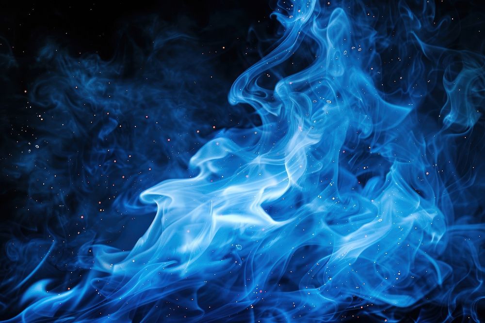 Horse fire flame blue backgrounds smoke.