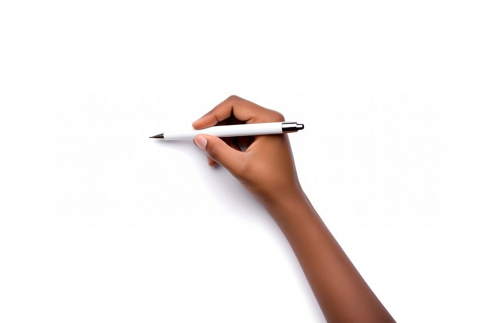 Hand holding a pen writing adult white background handwriting.