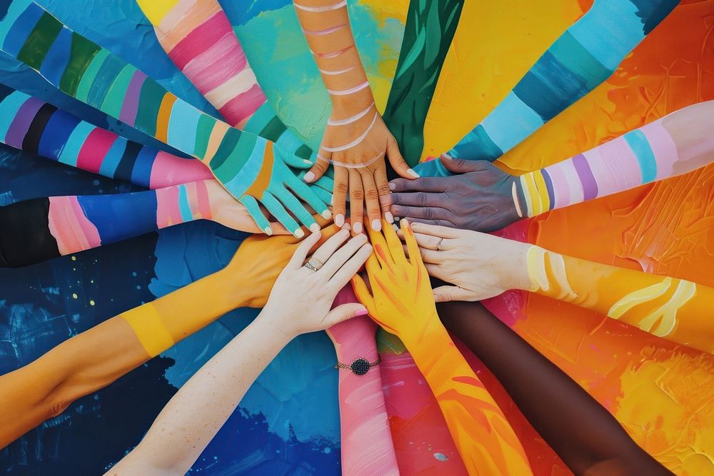 Inclusivity join hands art togetherness backgrounds.