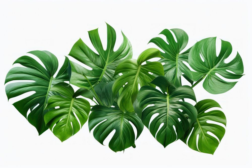 Jungle plant clipart green leaf white background.