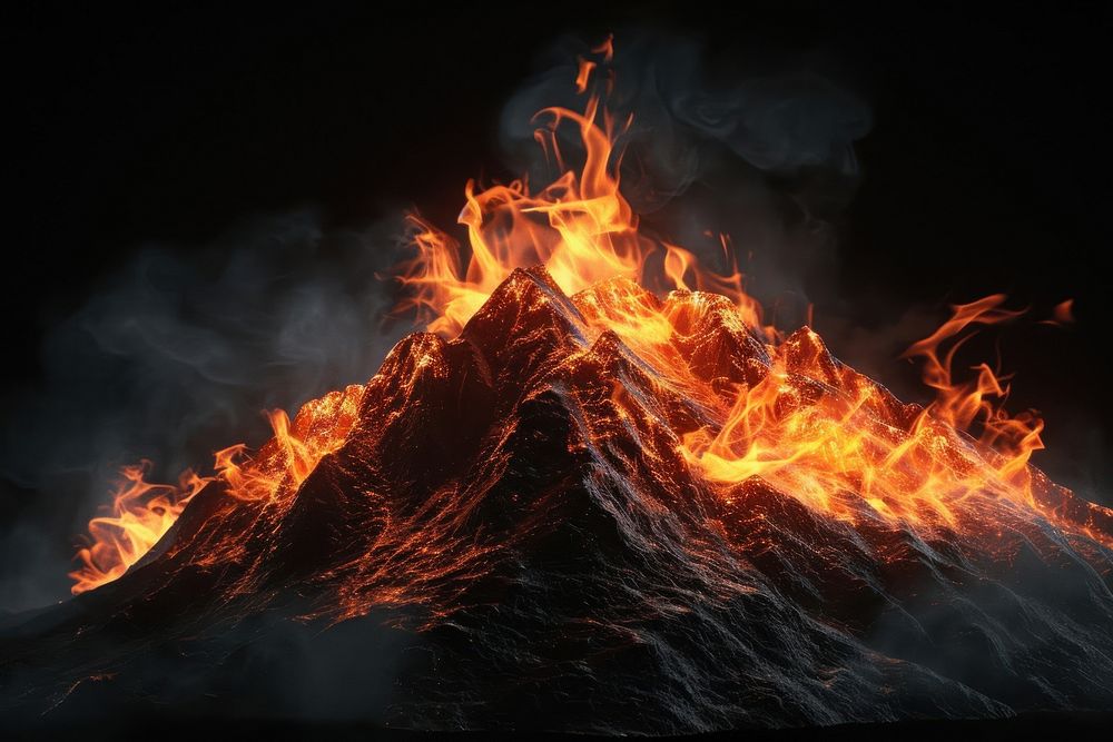 Mountain fire flame outdoors volcano bonfire.