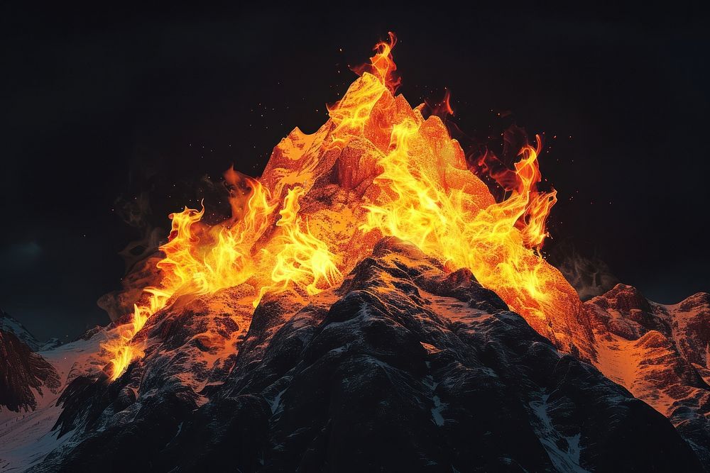 Mountain fire flame outdoors bonfire nature.