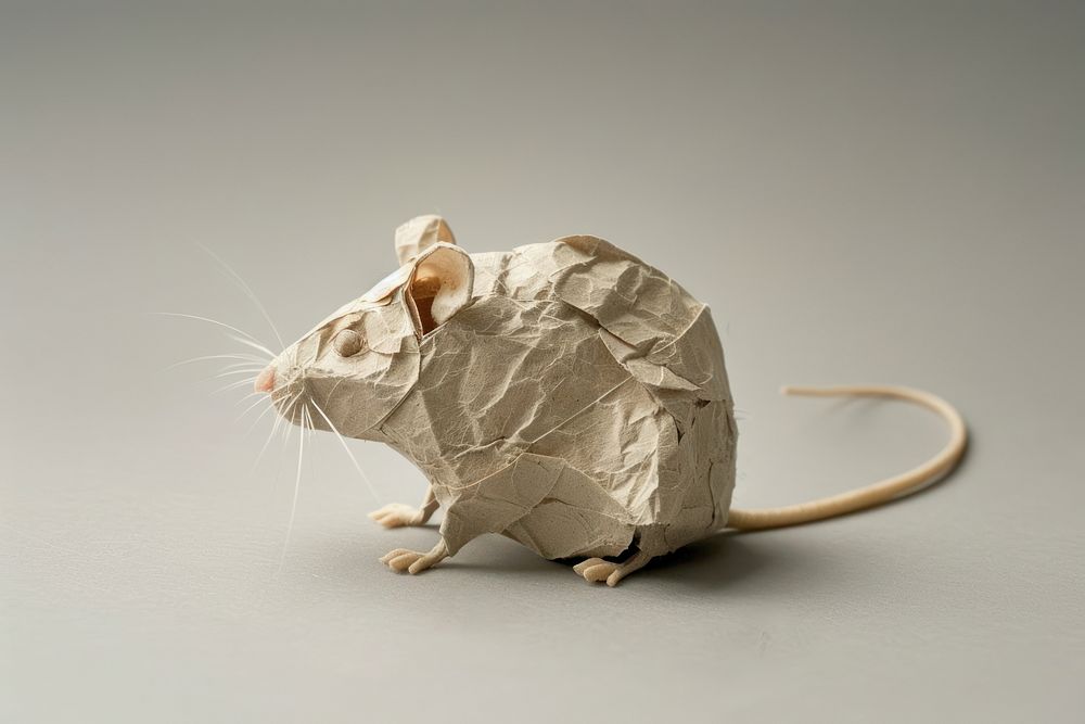 Mouse in style of crumpled animal mammal rodent.