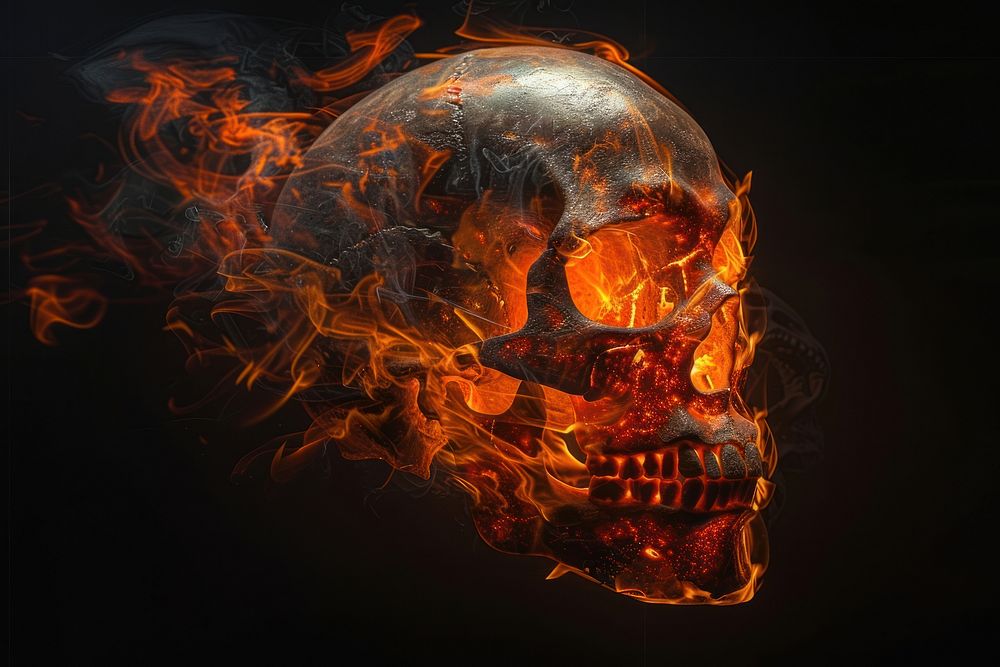 Skull fire flame black background accessories accessory.