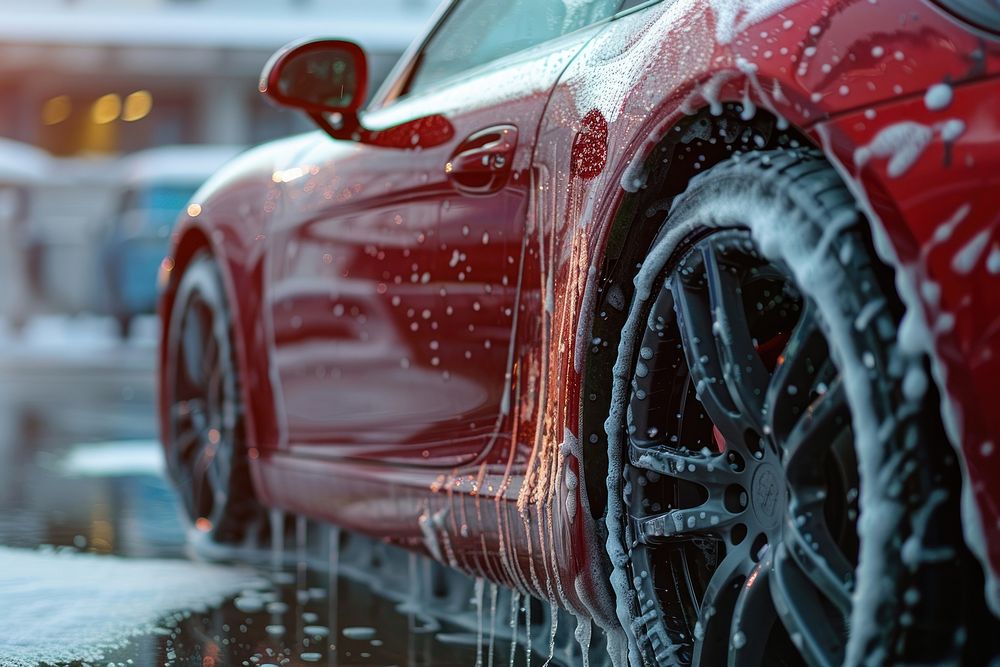 Car wash vehicle wheel tire.