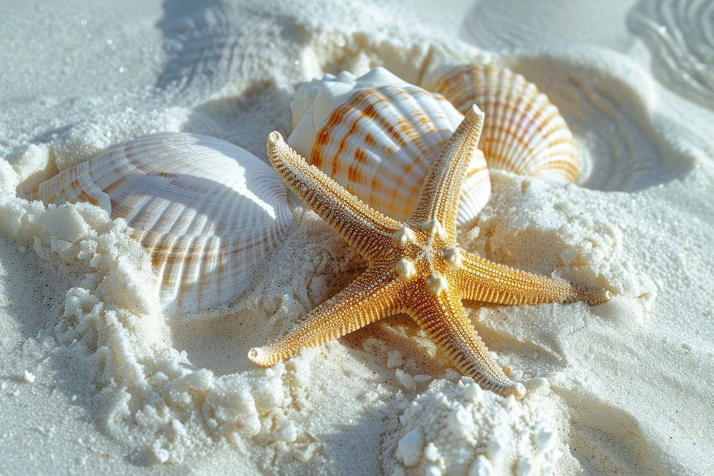 Summer seashell starfish sand.