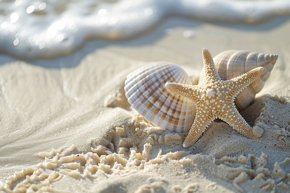 Summer seashell starfish outdoors.