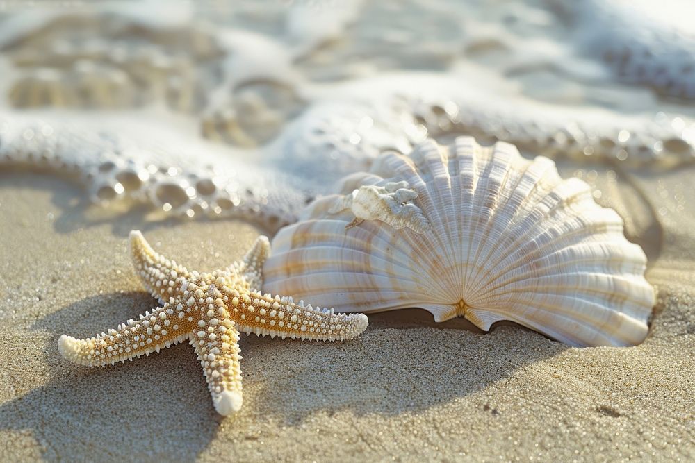 Summer seashell starfish animal.