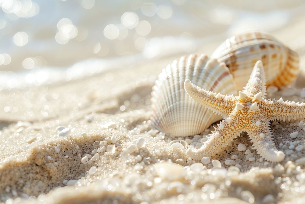 Summer seashell outdoors sand.