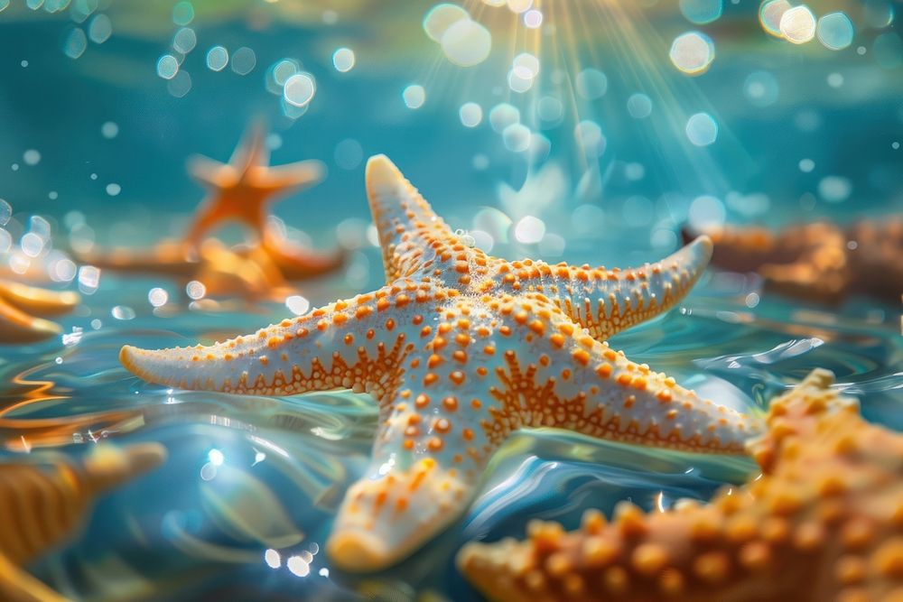 Starfish bright sea invertebrate.