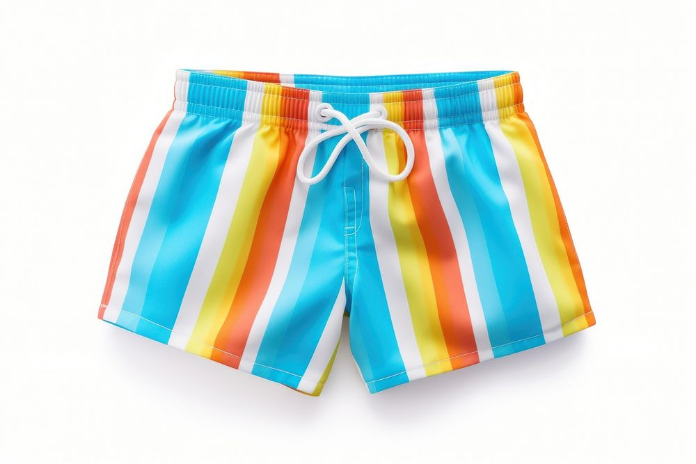 Stripes colorful swimming trunks shorts white background undergarment.