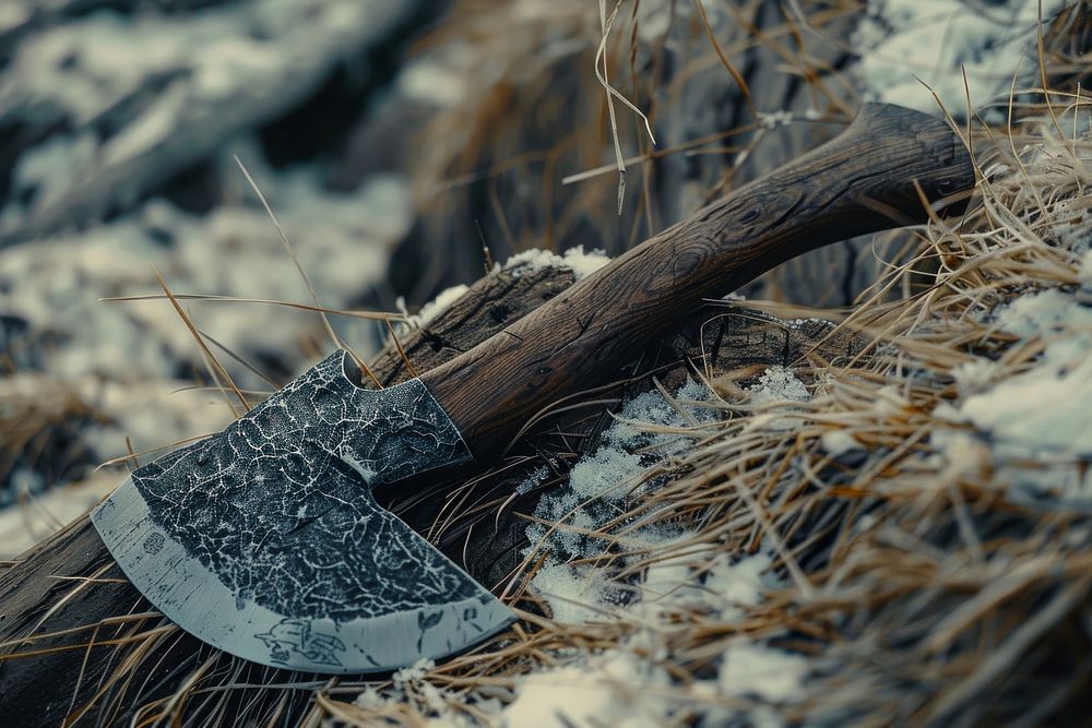 Survival axe weapon tool outdoors.