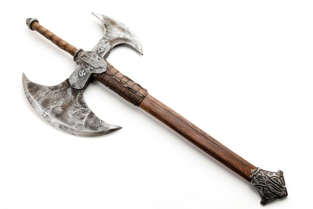 Sword poleaxe pole weapon tool white background.
