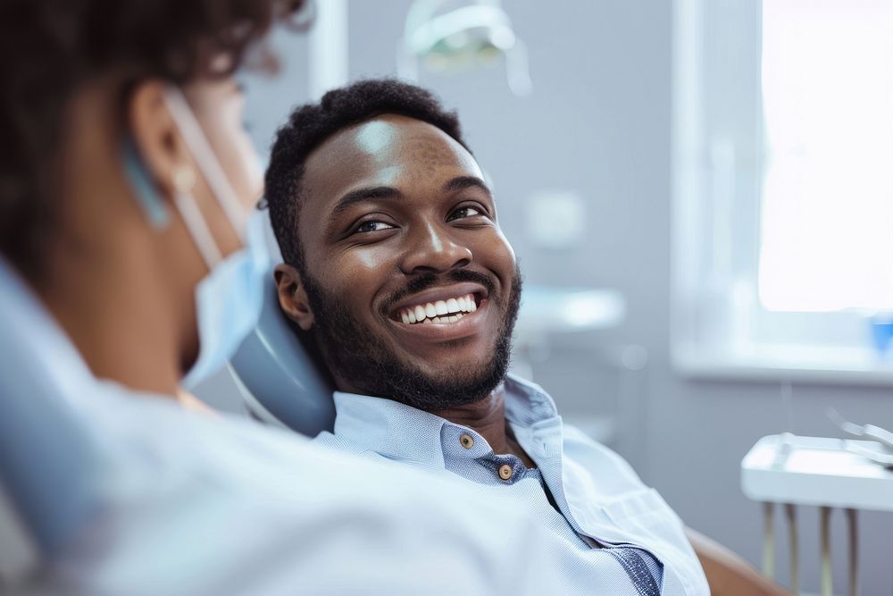 Woman smiling while doing teeth exam adult smile happy.