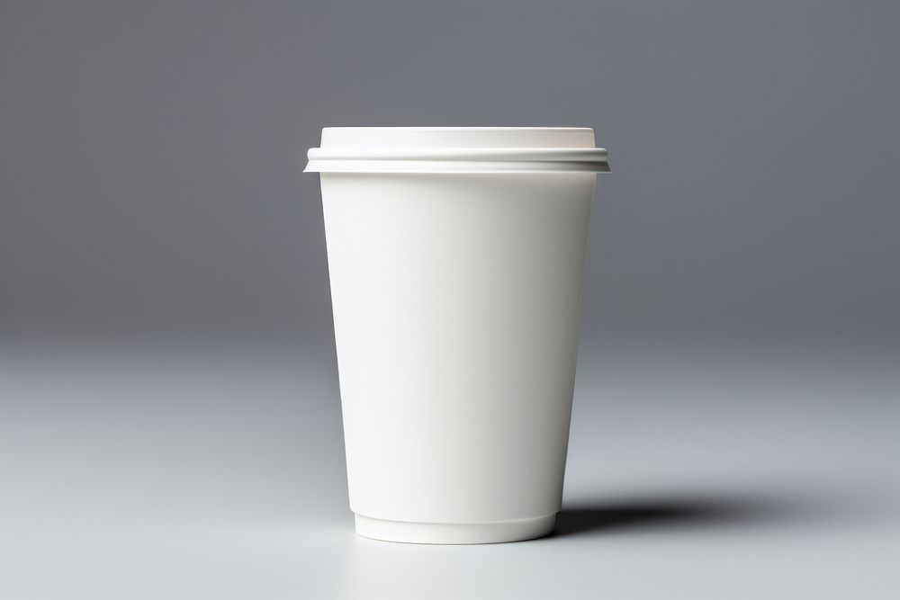 White paper cup coffee drink milk.