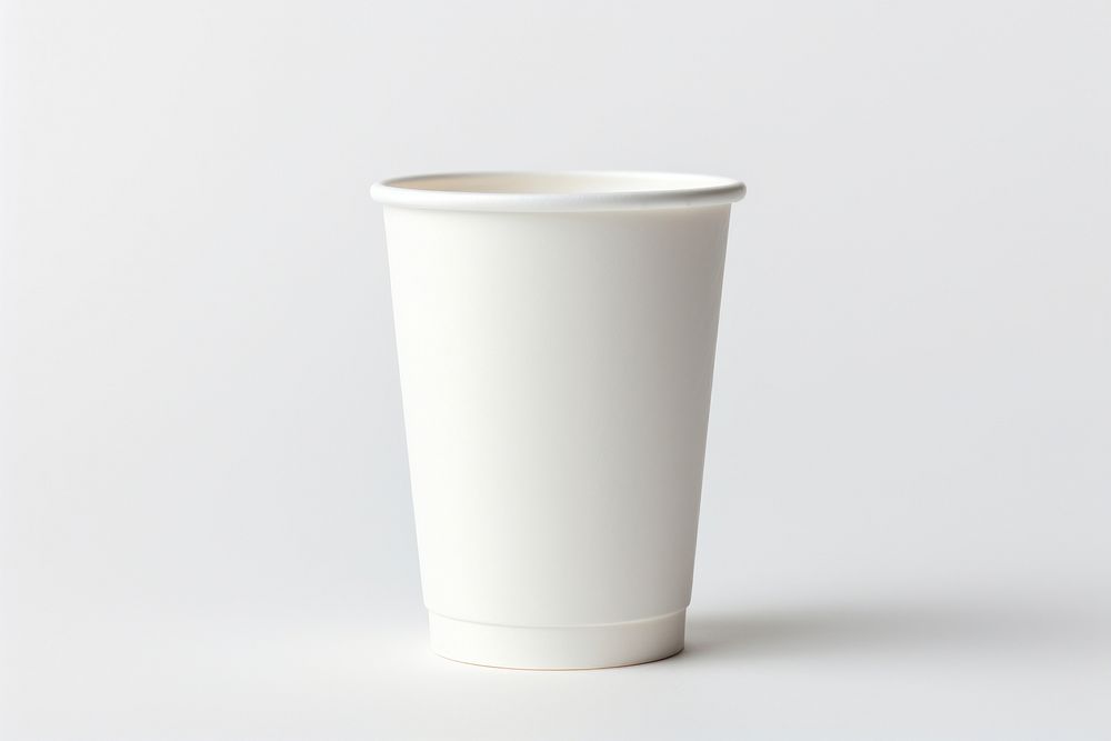 White paper cup porcelain milk white background.