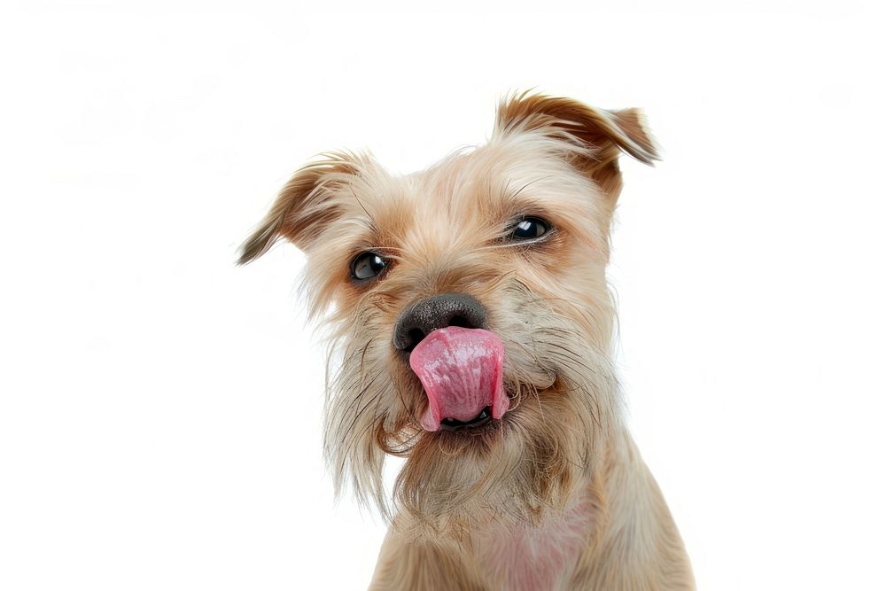 Terrier dog Licking face terrier portrait mammal.