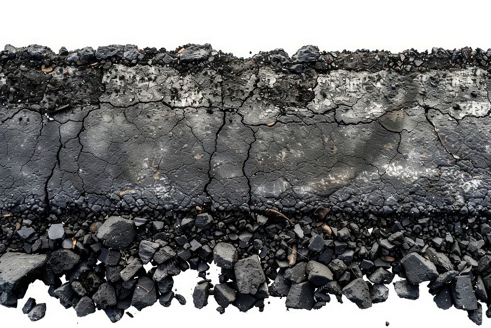 Photography of asphalt texture soil rock white background.