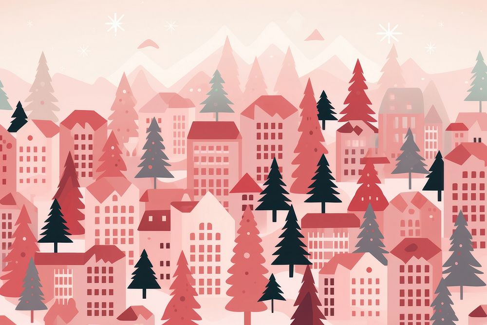 Christmas tree in the city christmas backgrounds pattern.